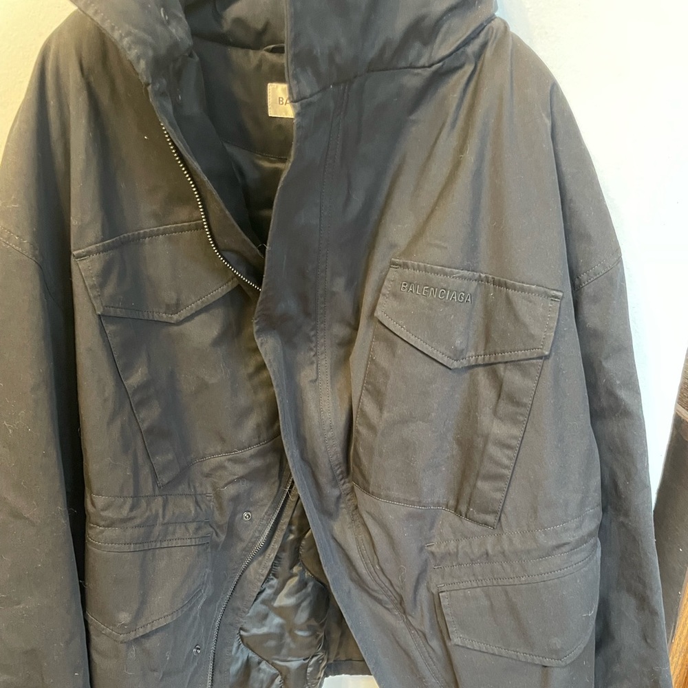 Balenciaga lined oversized hooded jacket. Cotton.